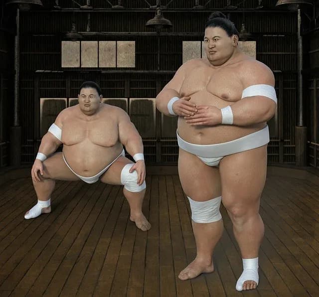 นักซูโม่สองคนบนสังเวียน